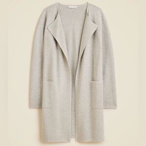 J. Crew Juliette Wool Blend Long Collarless Sweater Blazer Patch Pockets. XS.